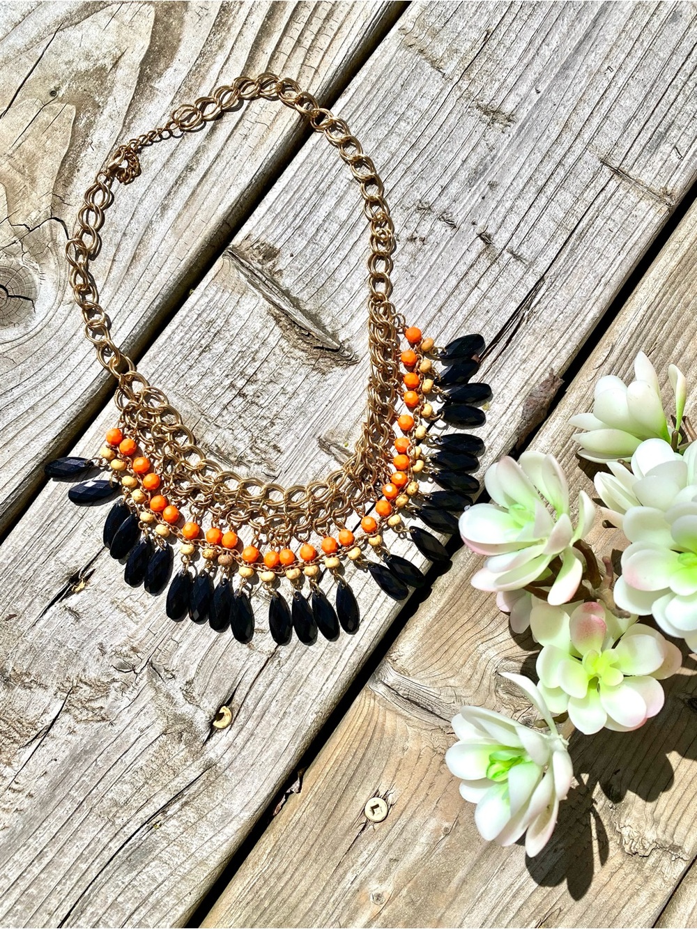Southwestern tribal fringe boho necklace w Gypsy hippy vibe